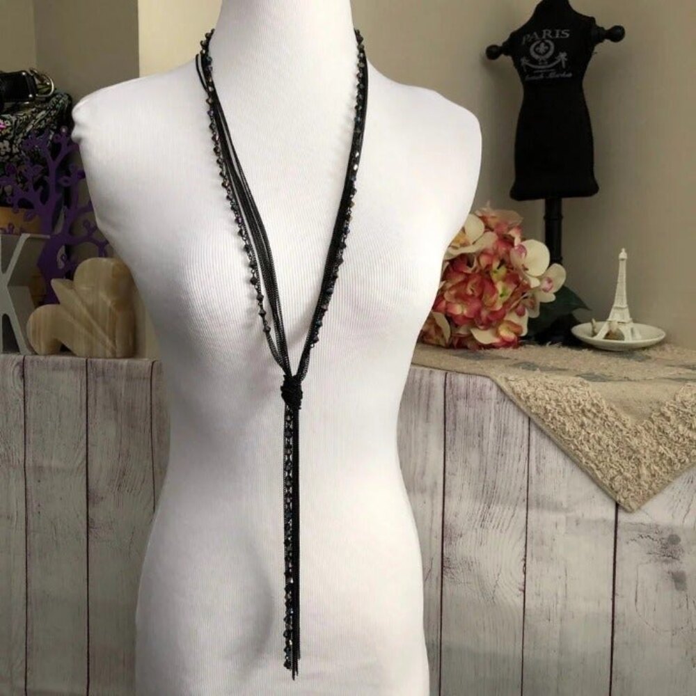 Black Chain Dangle Tie Necklace